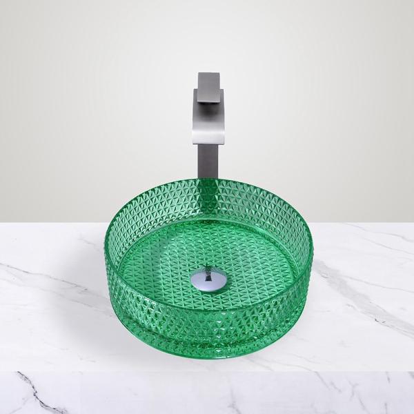 Transparent Green Wall Mounted Glass Bowl Basin Bathroom Wash Basins