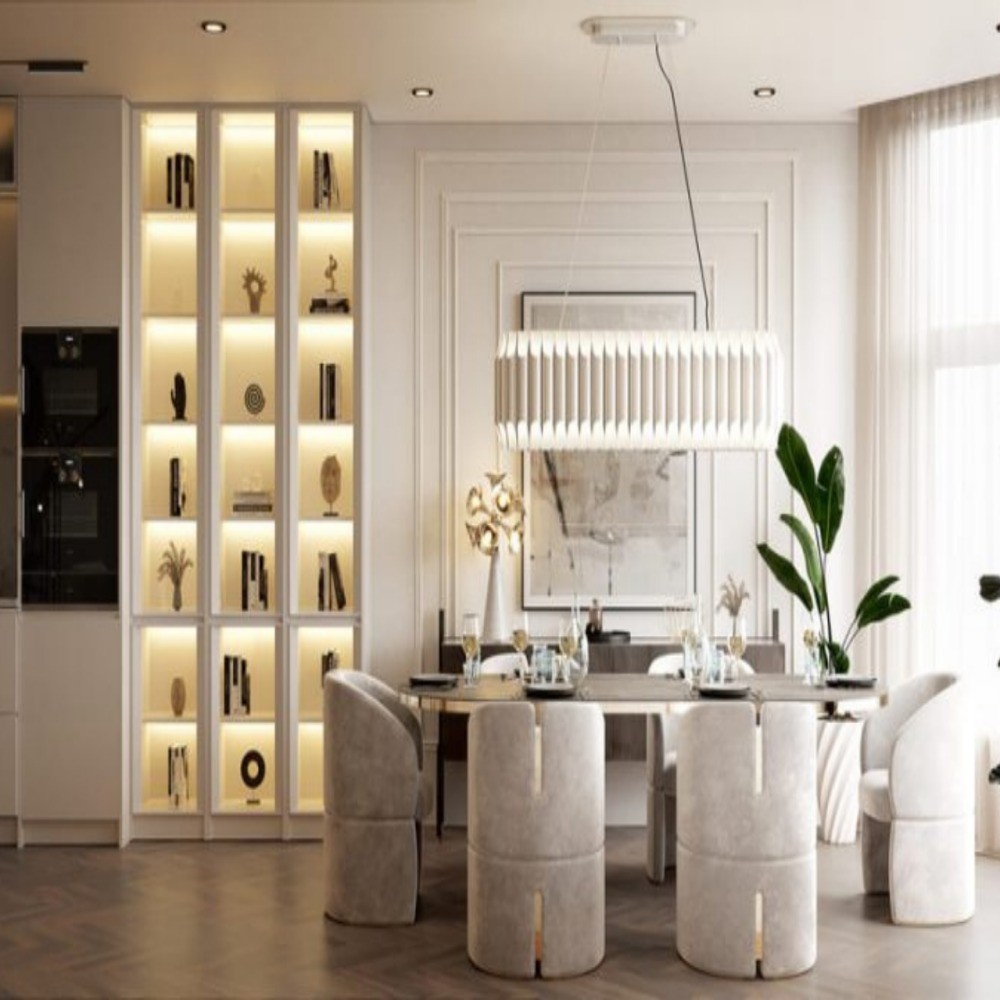 18mm Particle Board Glass Dining Room Cabinet with Modern Design and PANEL Wood Style