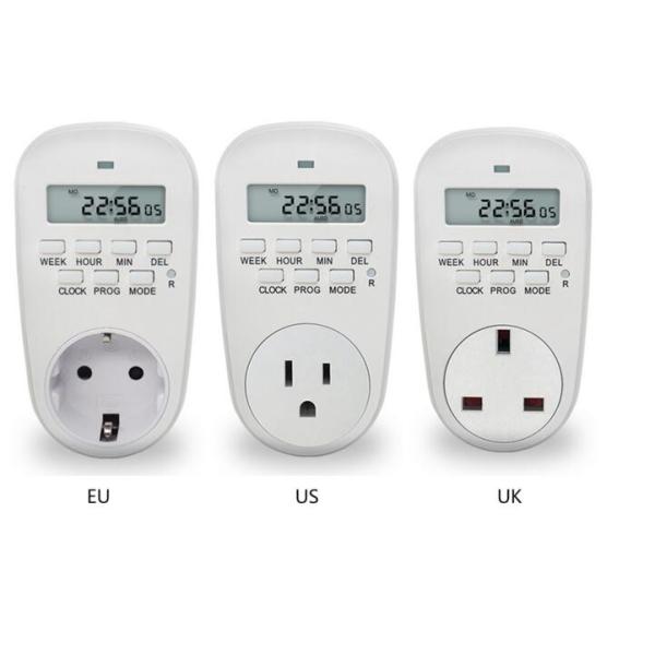 US Plug Smart Power Socket Digital Timer Switch Energy Saving Adjustable Programmable Setting of Clock/ On/ Off Time