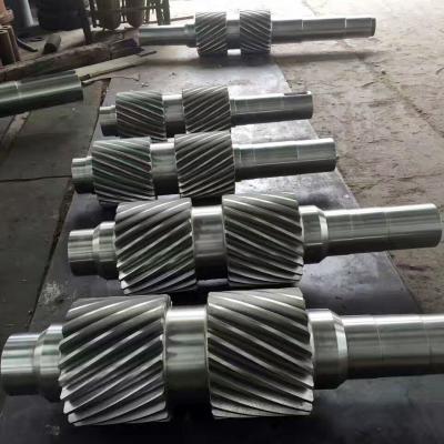 Custom-made 40CrNiMoA Steel Double Helical Gear Shaft with Gear Milling for Power Transmission