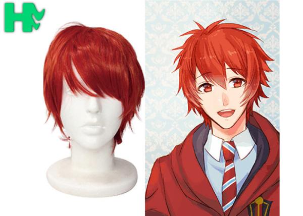 Charming Wigs Synthetic Hair Short Wavy Red Synthetic Cosplay Wigs Costume Party Wigs Cap