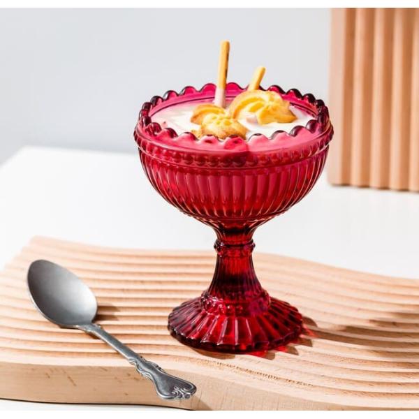 160ml Glass Kitchen Wares 5.6 Oz Vintage Ice Cream Coloured Glass Sundae Dishes