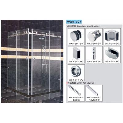 Bathroom Sliding Door System 104, Stainless Steel 304, Satin MIrror,  glass sliding door
