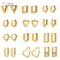 Boucles d'oreille géométriques de cercle de triangle d'hexagone de coeur de bijoux de l'or 18k d'acier inoxydable