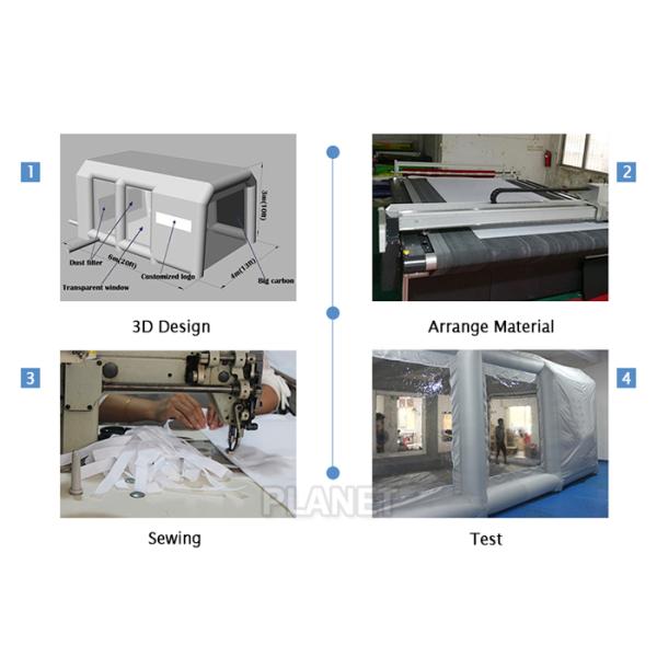 станция картины будочки брызг автомобиля 6x4x3m УЛЬТРАФИОЛЕТОВАЯ устойчивая серебряная раздувная для картины автомобиля