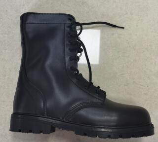 Lightweight Tactical Black Leather Police Boots Anti Slip