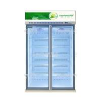 Refrigerador vertical comercial da exposição da bebida da porta dobro com roda