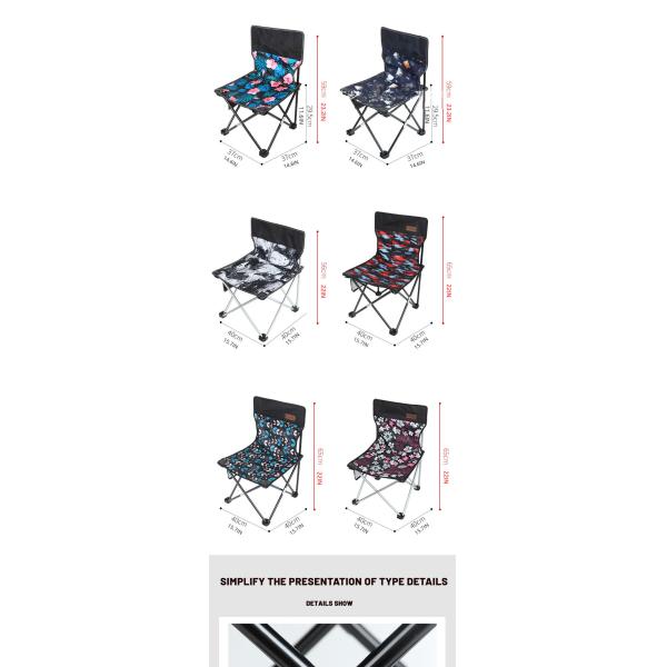 40x40x65cm 600d Oxford Cloth Customized Color Lightweight Folding Outdoor Chair