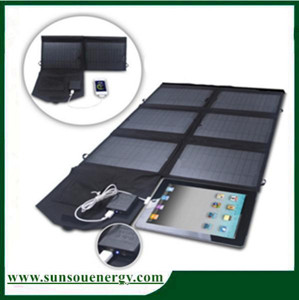 Hot selling 8 foldings 28w dual voltage controller auto solar charger for laptop battery / Ipad / Iphone for travel