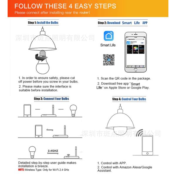 9w Smart LED Bulb Light Support Dimmer 25000 Working Lifetime for Home Energy Saving