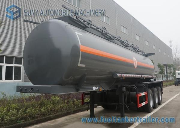 Sodium Hydroxide Solution Oil Tank Trailer , 20 m3 Carbon Steel Tank