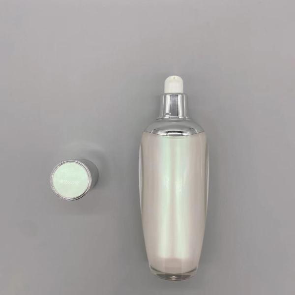 Skin Toner Cosmetic Lotion Pump Oval Cylinder Plastic PS Acrylic Bottle