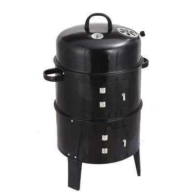 Type métallique acier laminé à froid 3 en 1 Portable BBQ Cuisinière à fumée Machine à griller au charbon