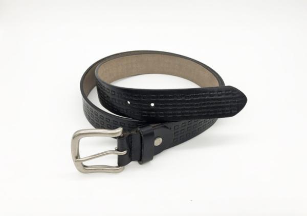Foursquare Pattern Leather Waist Belt , Custom Embossed Belts With Zinc Alloy Buckle