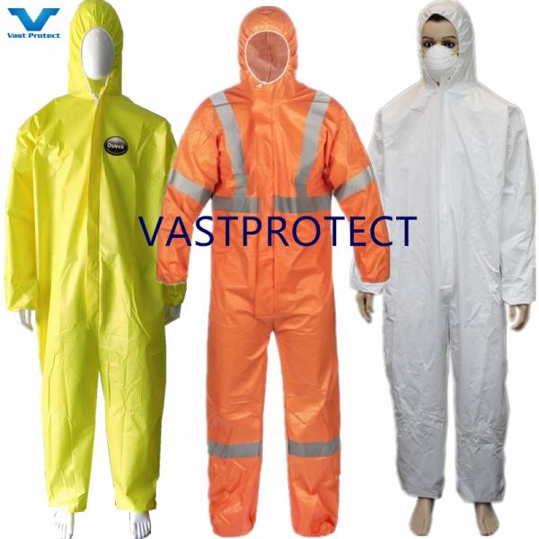 PPE Suit Type 4 5 6 SMS PP Microporous Coveralls Industrial Safety