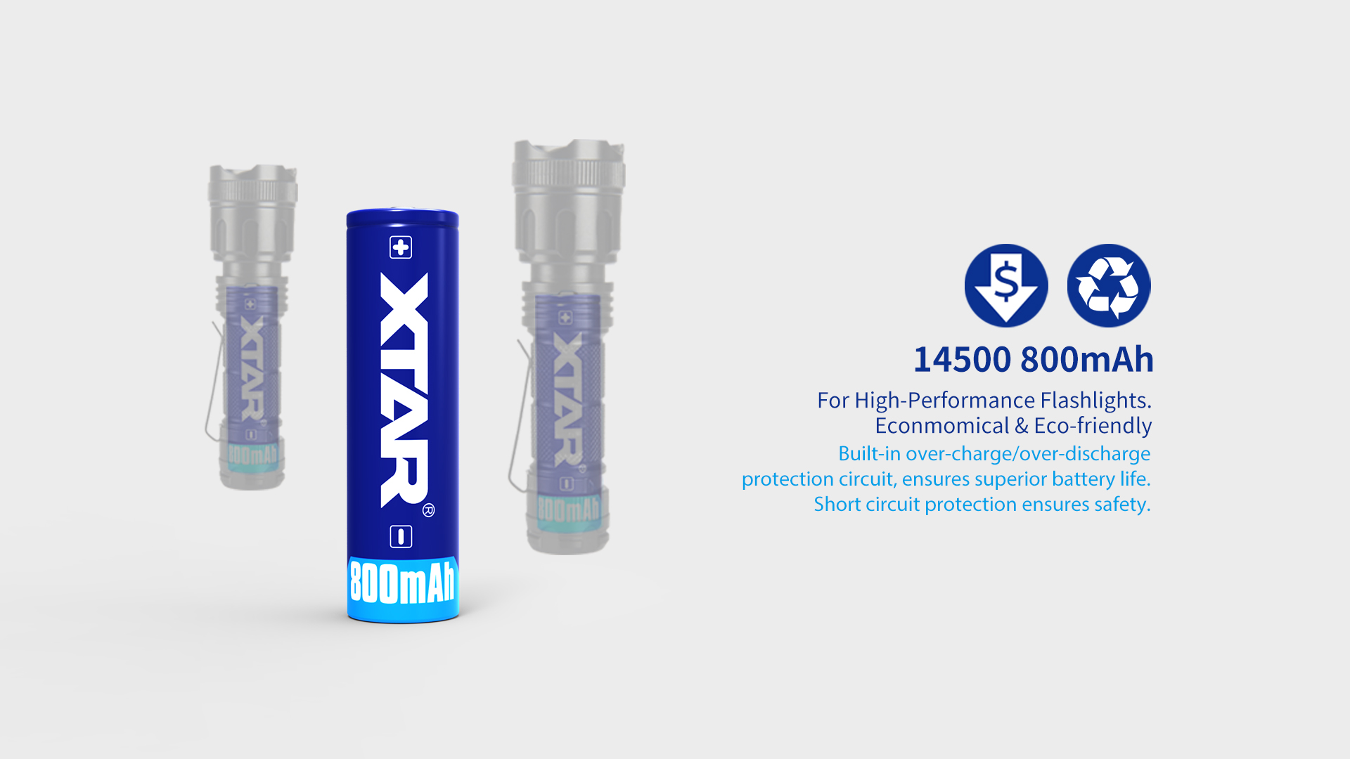 XTAR 14500 Audio Battery with 800mAh Capacity, Built-in Protection Circuitry, and 500+ Charge Cycles for Tactical Equipment