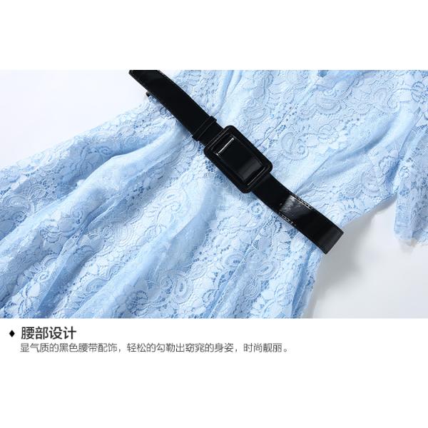 Black wholesale Belted Lace Dress for Women Clothing with zipper