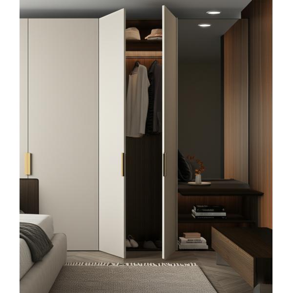 Modern Minimalist Flat Panel Closet Doors With Aluminum Edge & Handles