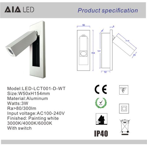hotel led flexible arm bed side wall reading light/bed led wall light/bed reading wall light