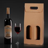 Eco Friendly Corrugated Wine Gift Boxes Single Double Bottle Portable Handle