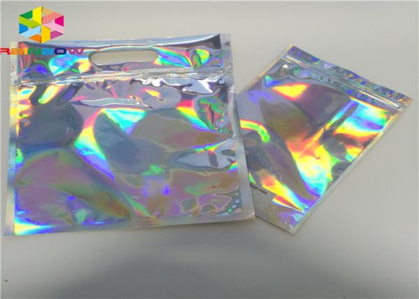 Malote da folha do laser Mylar com lado claro para da folha cosmética do holograma da embalagem do pó do brilho do verniz para as unhas sacos de empacotamento