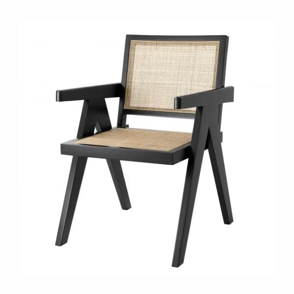 Party Wood And Cane Dining Chairs Adjustable Size Wood Rattan Dining Chair