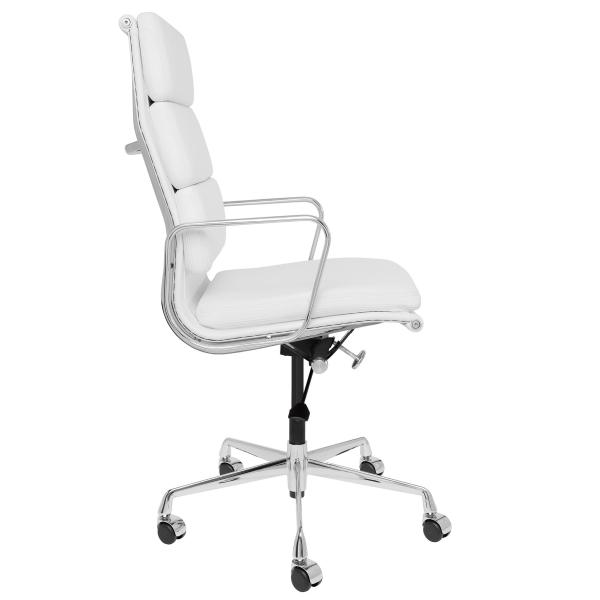 Executive White Padded Office Chair Genuine Leather Back Material SGS Certified