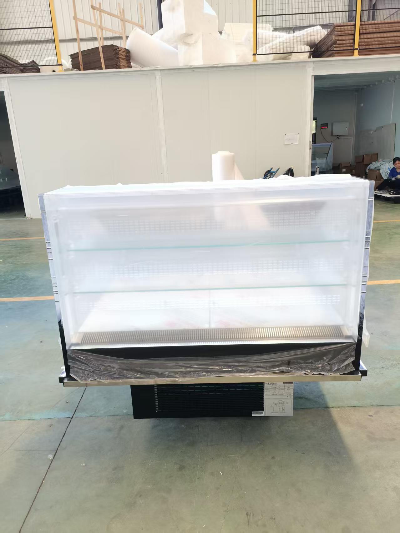 Semi Vertical Open Type Display Chiller with R290 Refrigerant Four-Sided Transparent Glass and Digital Thermostat