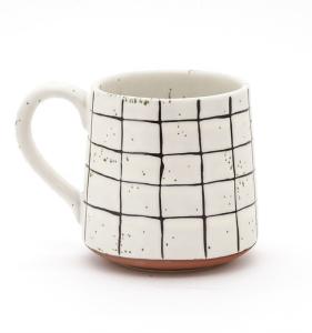 Ceramic Mesh European American Style White Mugs 5-3/4"X4"X4-1/4" 8OZ Food Safety