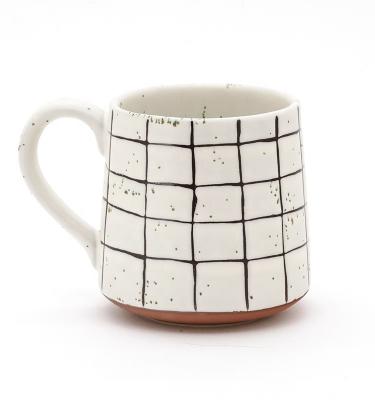 Ceramic Mesh European American Style White Mugs 5-3/4X4X4-1/4 8OZ Food Safety Glazed All