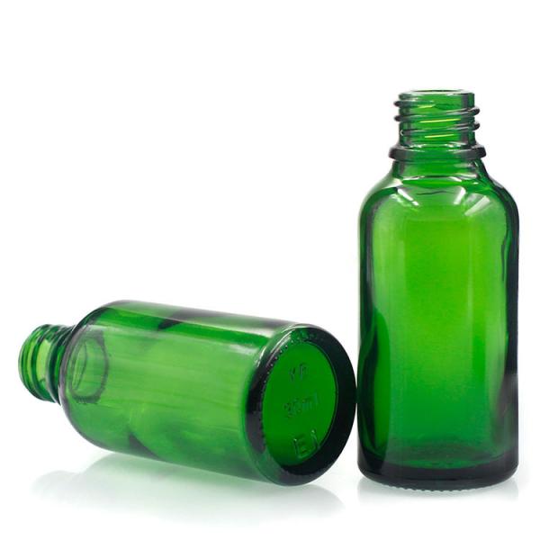 Custom 30ml Essential Oil Bottles Round Shape Green Dropper Bottles