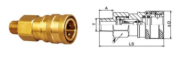 Thread Brass Hydraulic Quick Connect Couplings , Poppet Valve Male Hydraulic Coupler ISO7241-B