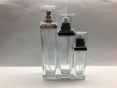 o cosmético do quadrado de 30ml 100ml 120ml que empacota a loção de vidro transparente engarrafa as garrafas de creme