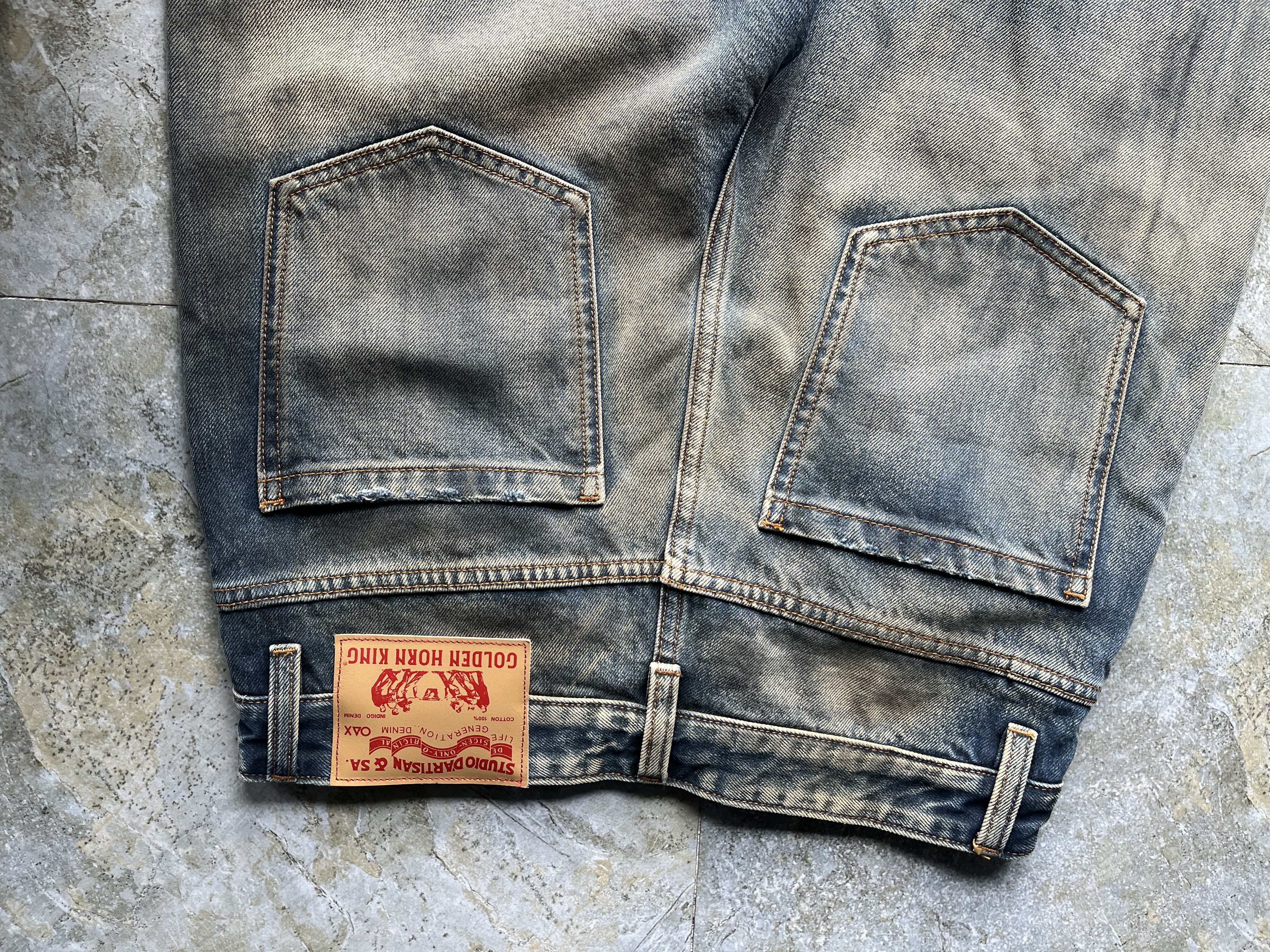Sandblast Men's Jeans Flare Bootcut Distressed Denim Jeans Frayed Rip