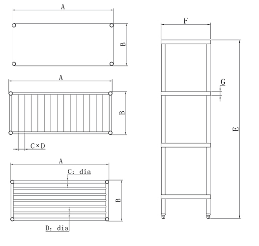 Stainless Steel Kitchen Shelves Adjustable Height Solid Floor Standing Wall Shelves