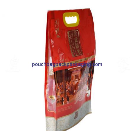 Plastic laminated material bag for food packaging, polypropylene plastic rice bag with handle