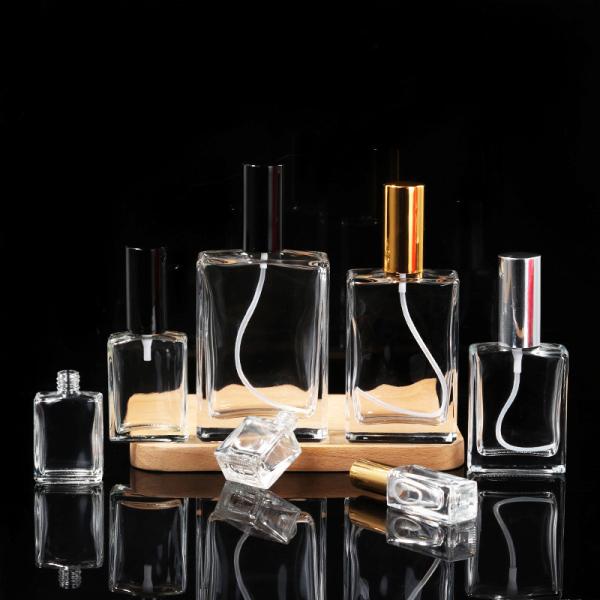 3 Oz Perfume Pocket Spray Bottle Empty Luxury Flat Square Fragrance Clear Pump Glass