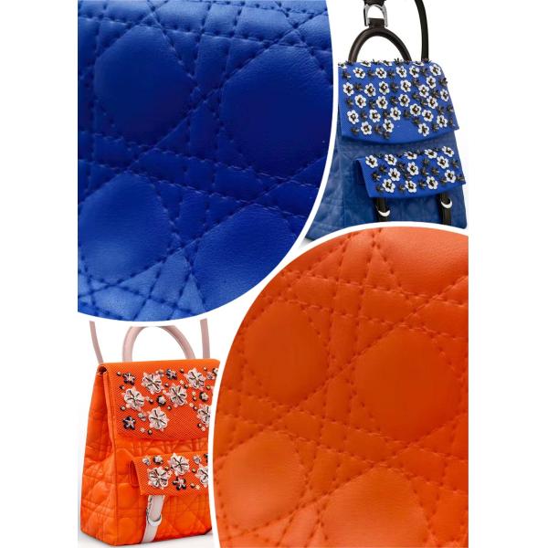 Waterproof Artificial PVC Leather For Bags Embroidered Plaid Woven Pattern