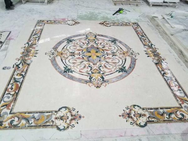 Polished Marble Decorative Tile Medallions , Lobby Hall Stone Tile Medallions