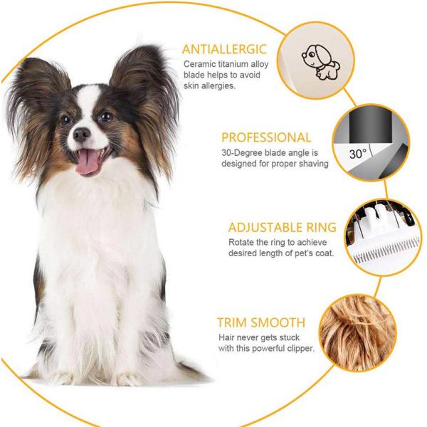 Light Weight Pet Hair Clippers & Trimmers Cordless With Detachable Guide Combs