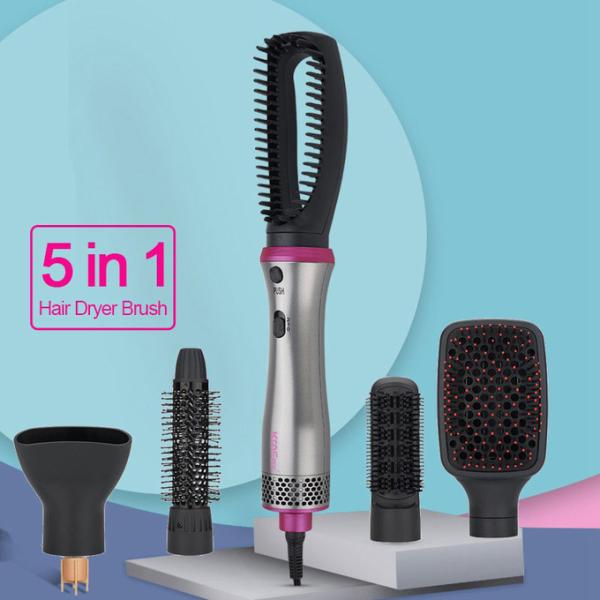 5 в 1 многофункциональном гребне горячего воздуха шнура шарнирного соединения щетки 1200w 360° фена для волос