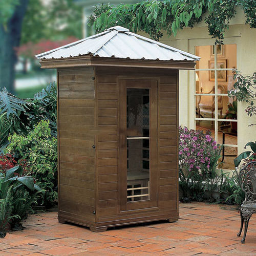 Smartmak One Person Infrared Outdoor Dry Sauna Canadian Hemlock Wood