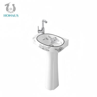 Chinese Style Bathroom Full Pedestal Wash Basin With Mirror Best Ceramic Two Piece