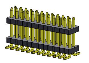 Da pilha dupla da fileira de Pin Header Connector 1.27mm Serise tipo reto de SMT com Pegs 2*3 PIN To 2*40PIN SQ0.40mm