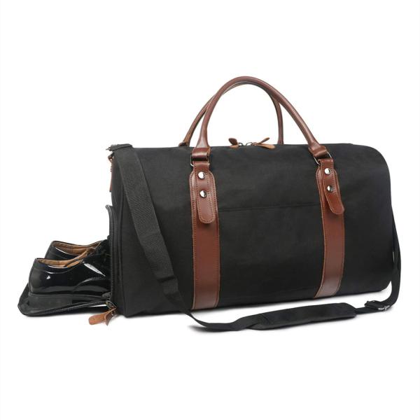 21X5.1X12 Inches Travel Duffel Bag , Overnight Black Durable Perfect Weekend Bag