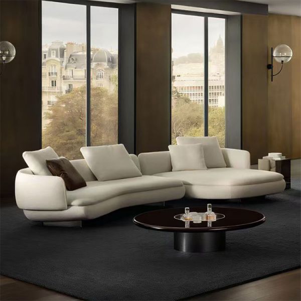 Italian Minimalist Luxury Villa Living Room Sofa Set Hotel Lobby with Teddy Velvet Fabric Sectional Modular Couch