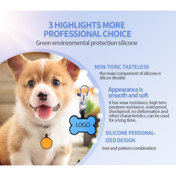 Rose Orange Blank Dog ID Tags Silicone Name Tags For Dogs Personalized