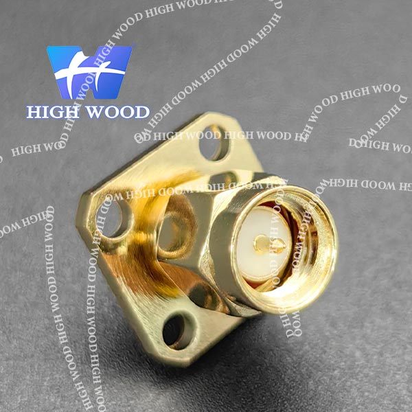 SMA Series RF Coaxial Connector,SMA-KFD Square 4-Hole Flange Male 4+3