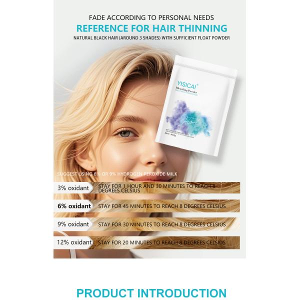 450 g de polvo blanqueador de salón profesional Piaochun, resultado de aclaración de 8-9 niveles, tipo suave bajo en amoníaco, fórmula sin polvo de hierbas verdes