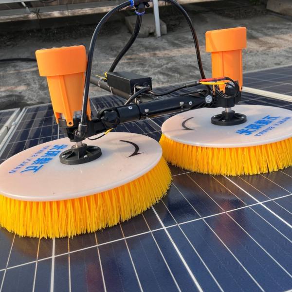 End Brush-Less Motor Driven Rotary Brush for Cleaning Photovoltaic Panels and Direct
